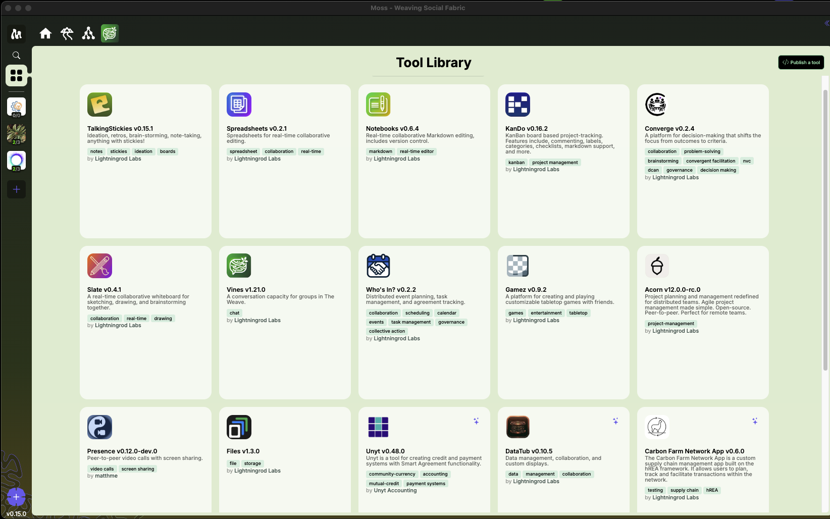 Tool Library on Moss