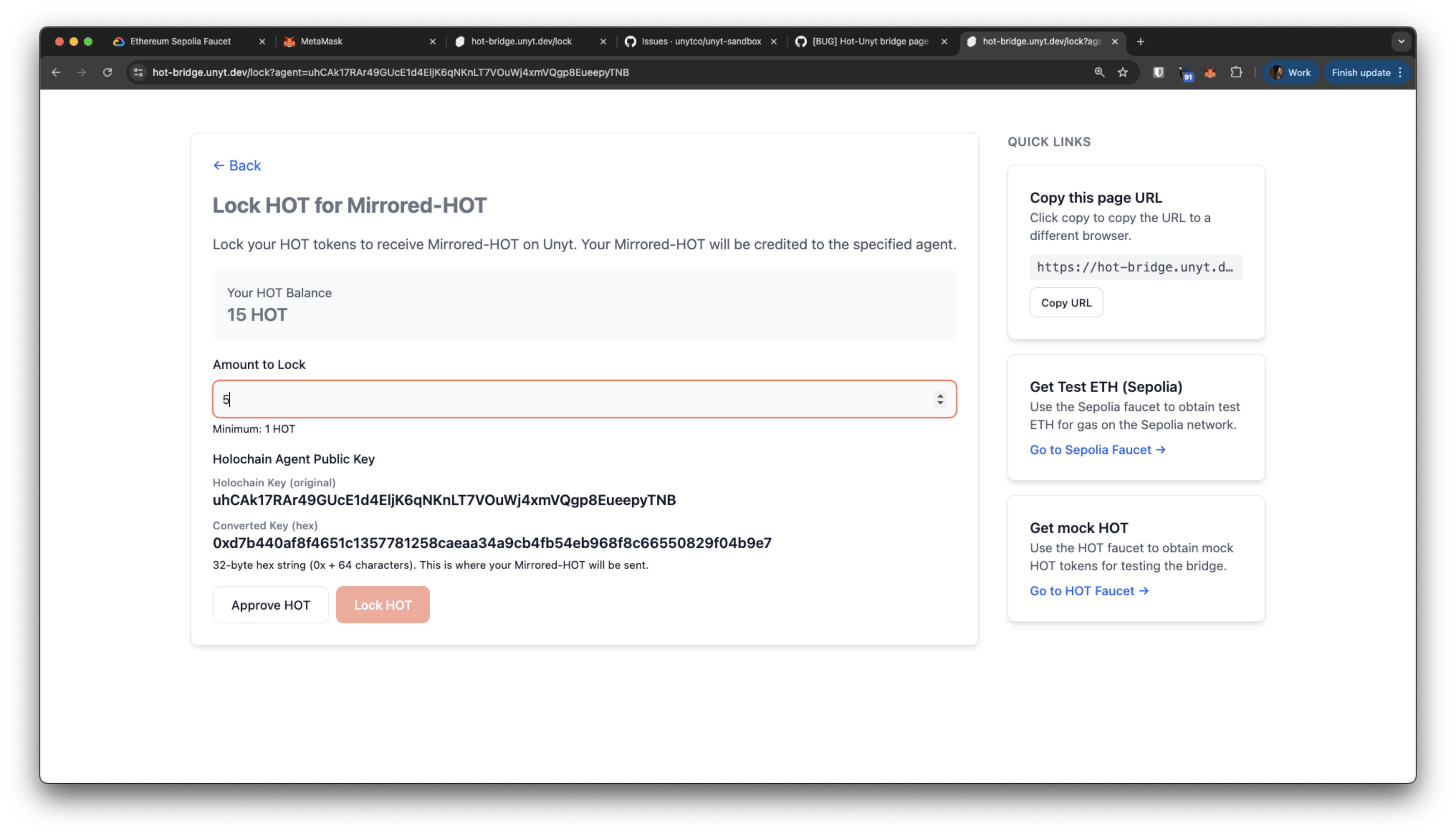 Choose amount of HOT to lock
