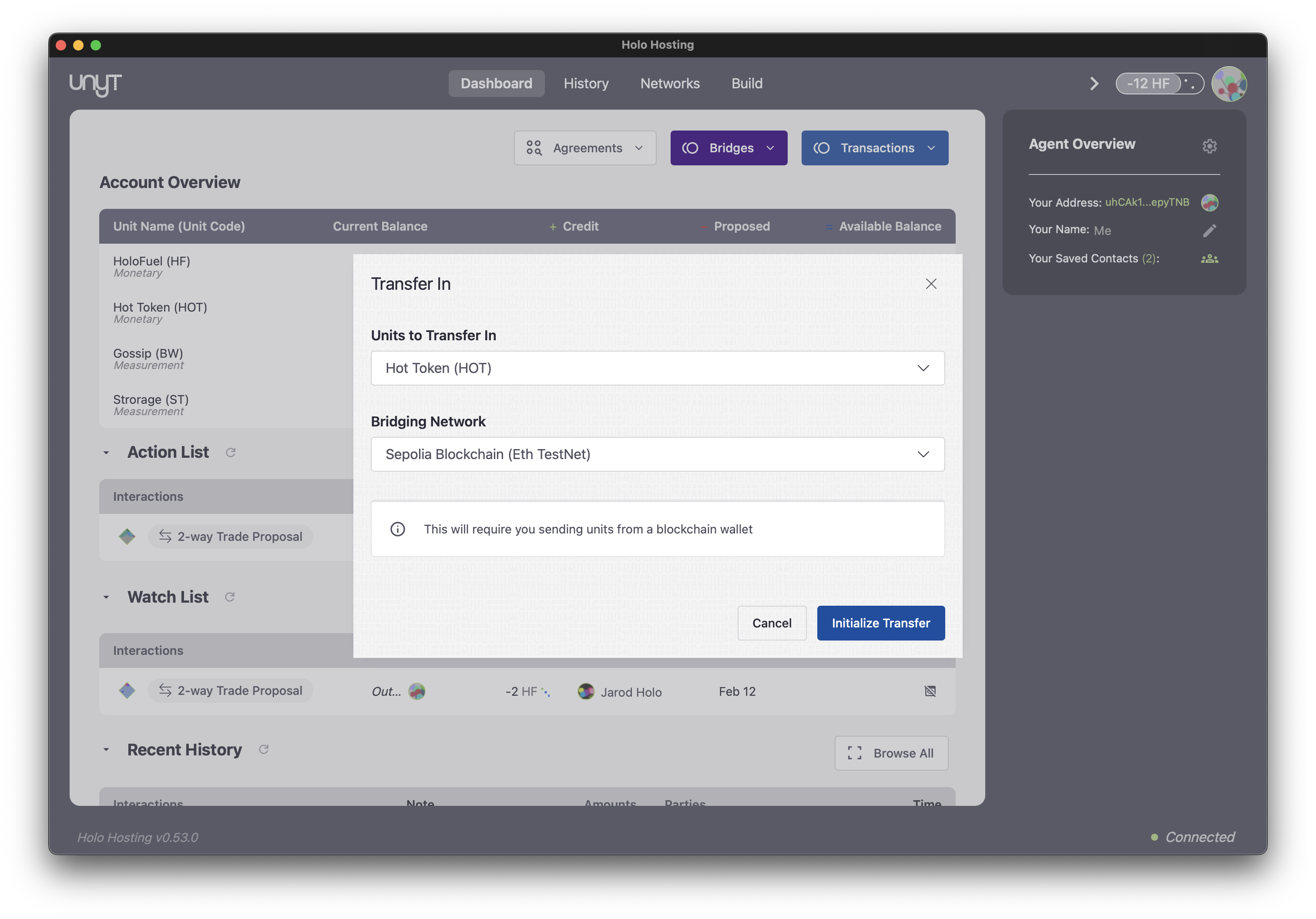 Initialize Transfer In